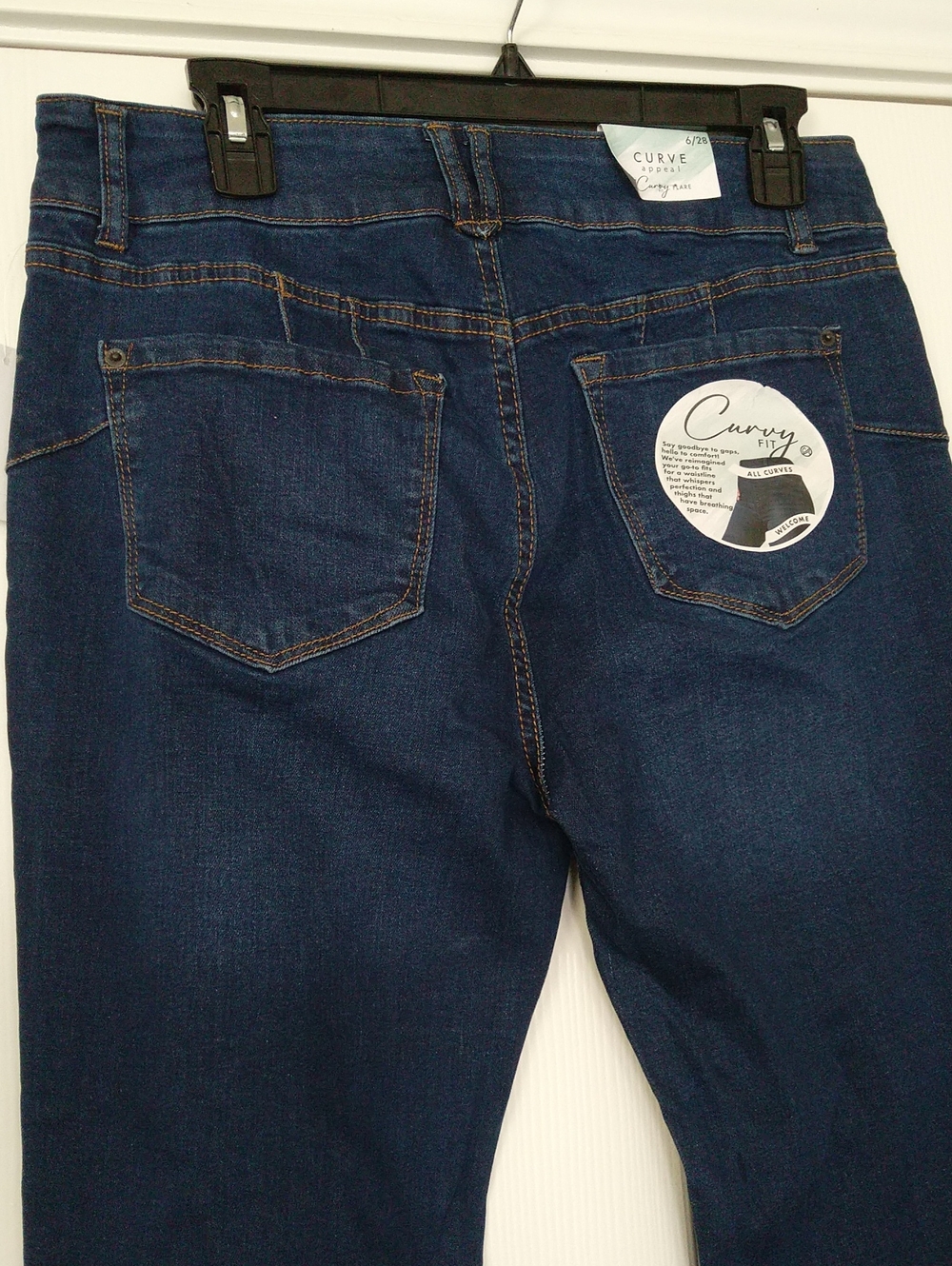 Curve Appeal High Rise Curvy Fit Flare Blue Denim Jeans With Patch Pockets NWT - Picture 8 of 11